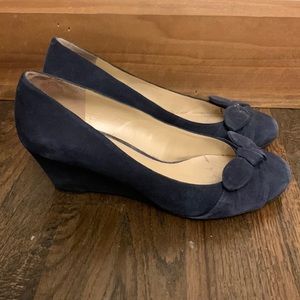 Navy Suede Wedges